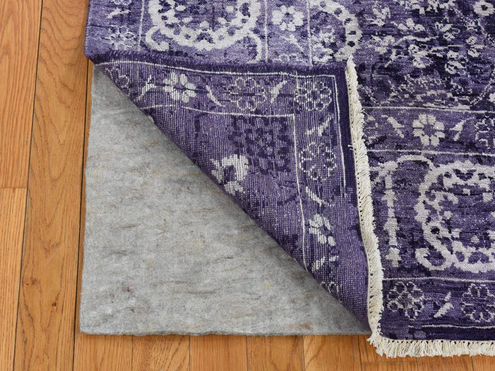 4'10" x 6'8" New Hand Knotted Purple Wool & Silk Rectangle Oriental Rug - MOA10280908