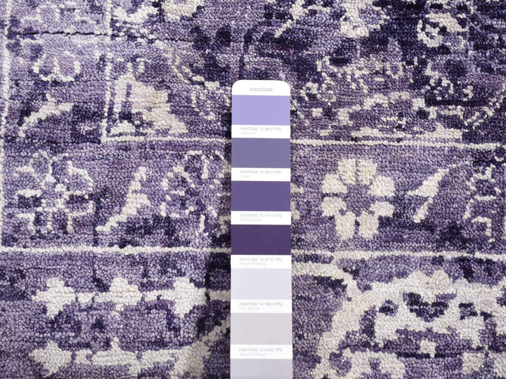 4'10" x 6'8" New Hand Knotted Purple Wool & Silk Rectangle Oriental Rug - MOA10280908