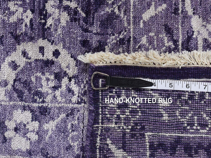4'10" x 6'8" New Hand Knotted Purple Wool & Silk Rectangle Oriental Rug - MOA10280908