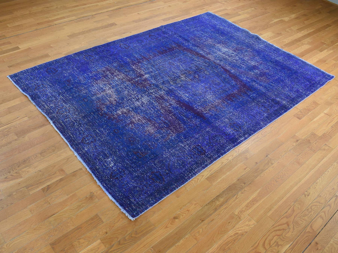 6'10" x 10'1" New Hand Knotted Overdyed Wool Rectangle Oriental Rug - MOA10280916