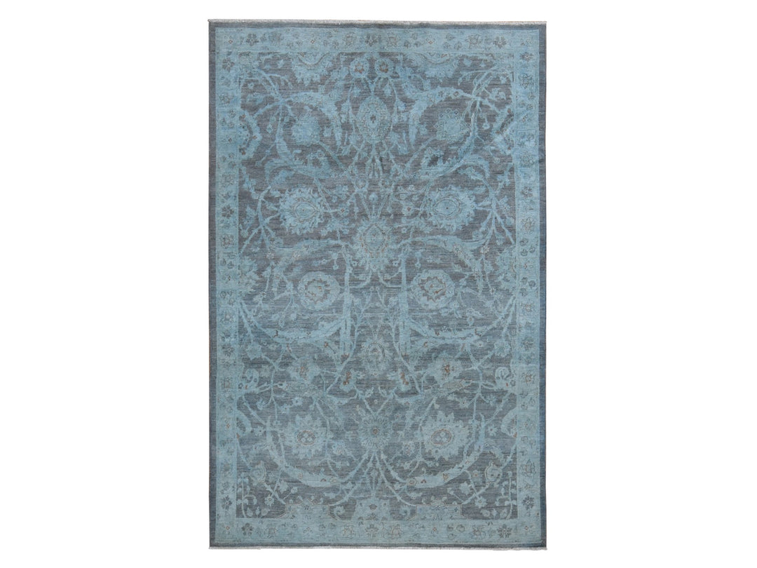 5'9" x 9'0" New Hand Knotted Blue Wool Rectangle Oriental Rug - MOA10280917