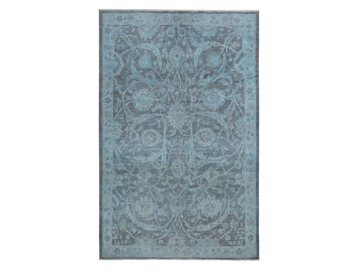 5'9" x 9'0" New Hand Knotted Blue Wool Rectangle Oriental Rug - MOA10280917