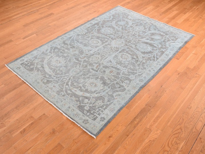 5'9" x 9'0" New Hand Knotted Blue Wool Rectangle Oriental Rug - MOA10280917