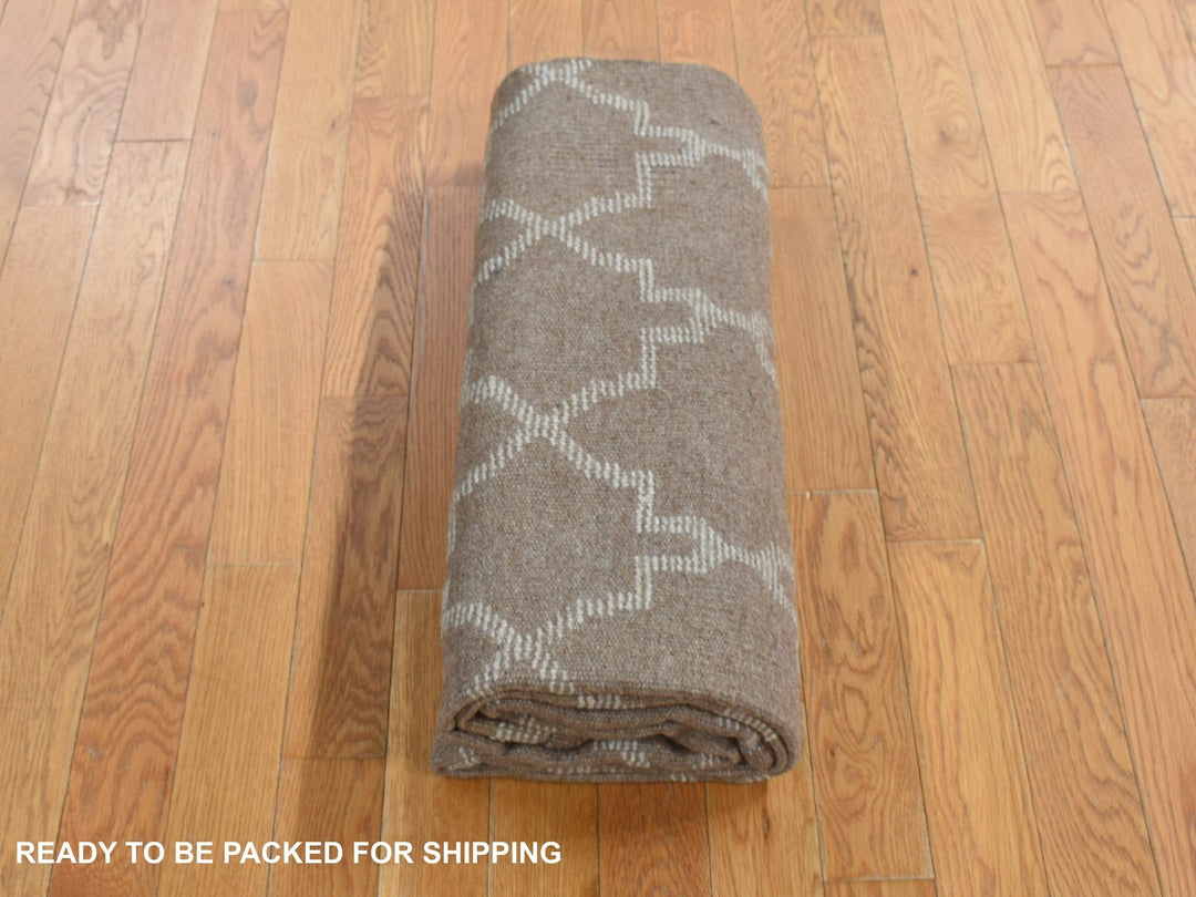 5'0" x 7'0" New Hand Knotted Brown Wool Rectangle Oriental Rug - MOA10280921