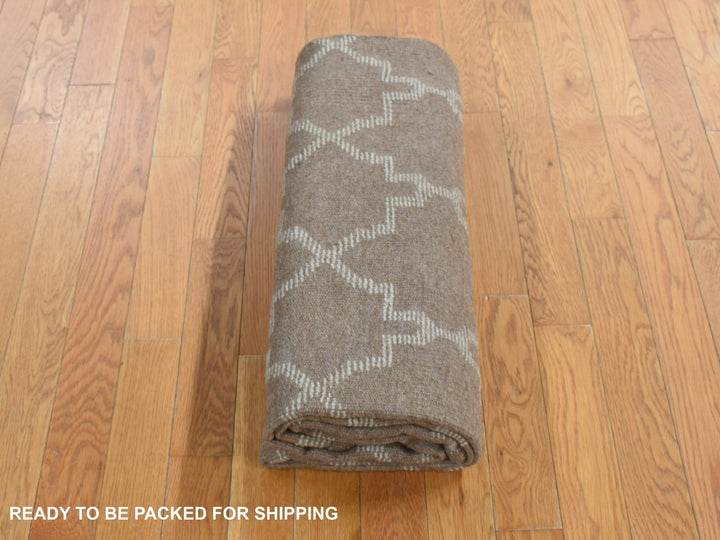 5'0" x 7'0" New Hand Knotted Brown Wool Rectangle Oriental Rug - MOA10280921