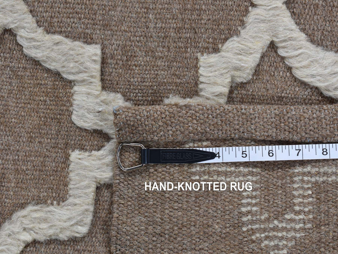 5'0" x 7'0" New Hand Knotted Brown Wool Rectangle Oriental Rug - MOA10280921