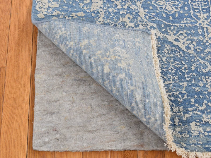 5'1" x 7'0" New Hand Knotted Blue Wool & Silk Rectangle Oriental Rug - MOA10280927