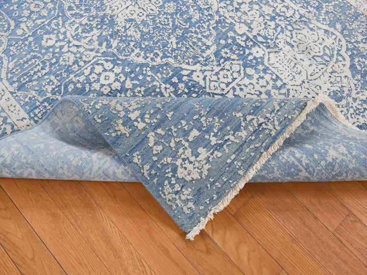 5'1" x 7'0" New Hand Knotted Blue Wool & Silk Rectangle Oriental Rug - MOA10280927