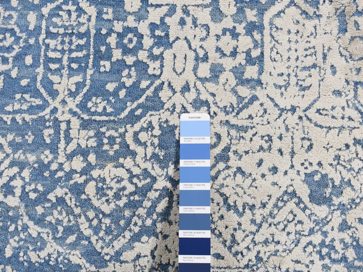 5'1" x 7'0" New Hand Knotted Blue Wool & Silk Rectangle Oriental Rug - MOA10280927