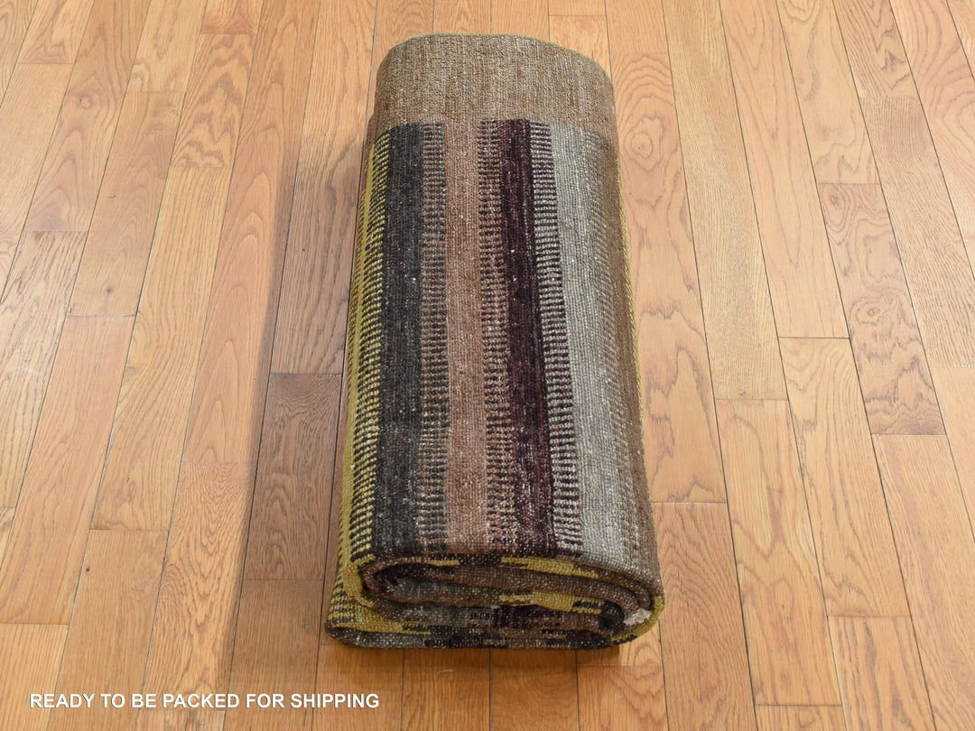 5'4" x 7'8" New Hand Knotted Brown Wool & Silk Rectangle Oriental Rug - MOA10280940