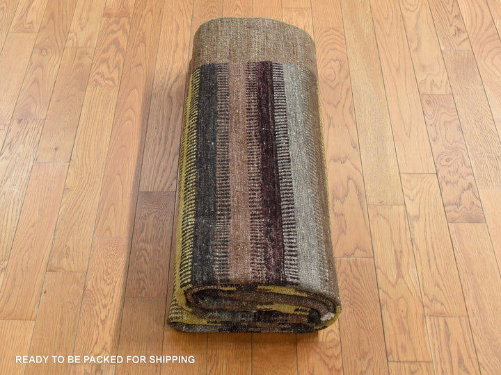 5'4" x 7'8" New Hand Knotted Brown Wool & Silk Rectangle Oriental Rug - MOA10280940