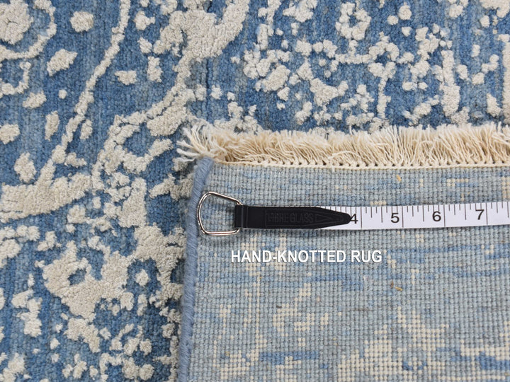 5'1" x 7'0" New Hand Knotted Blue Wool & Silk Rectangle Oriental Rug - MOA10280958