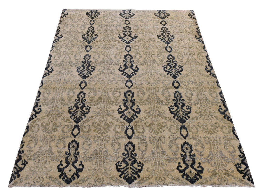 5'10" x 8'7" New Hand Knotted Beige Wool Rectangle Oriental Rug - MOA10280964