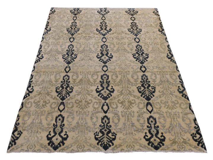 5'10" x 8'7" New Hand Knotted Beige Wool Rectangle Oriental Rug - MOA10280964