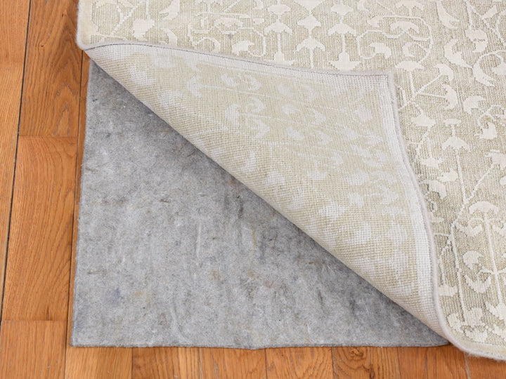 6'1" x 9'4" New Hand Knotted Ivory Wool & Silk Rectangle Oriental Rug - MOA10280971
