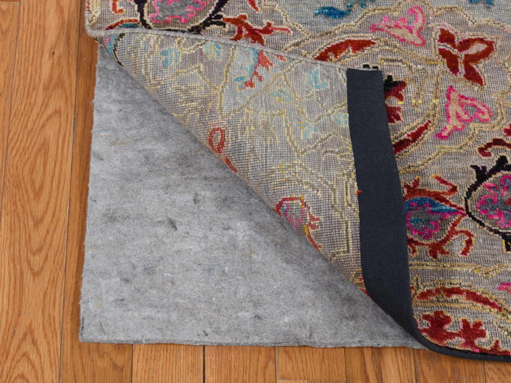 6'0" x 9'0" New Hand Knotted Brown Wool & Sari Silk Rectangle Oriental Rug - MOA10280972