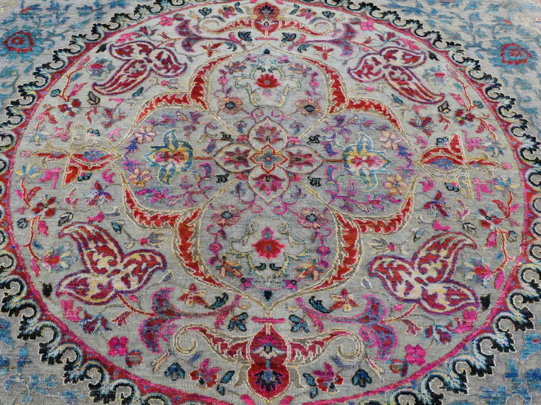 6'0" x 9'0" New Hand Knotted Brown Wool & Sari Silk Rectangle Oriental Rug - MOA10280972