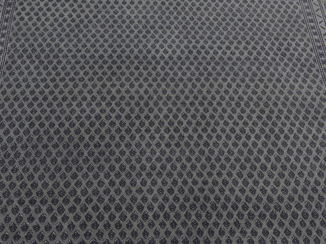 6'0" x 9'0" New Hand Knotted Grey Wool & Silk Rectangle Oriental Rug - MOA10280974