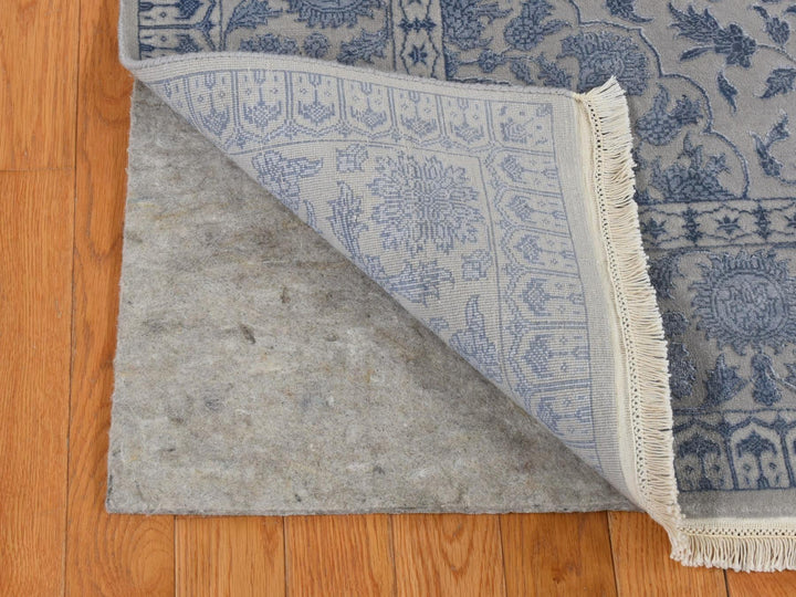5'7" x 7'10" New Hand Knotted Grey Wool & Silk Rectangle Oriental Rug - MOA10280982