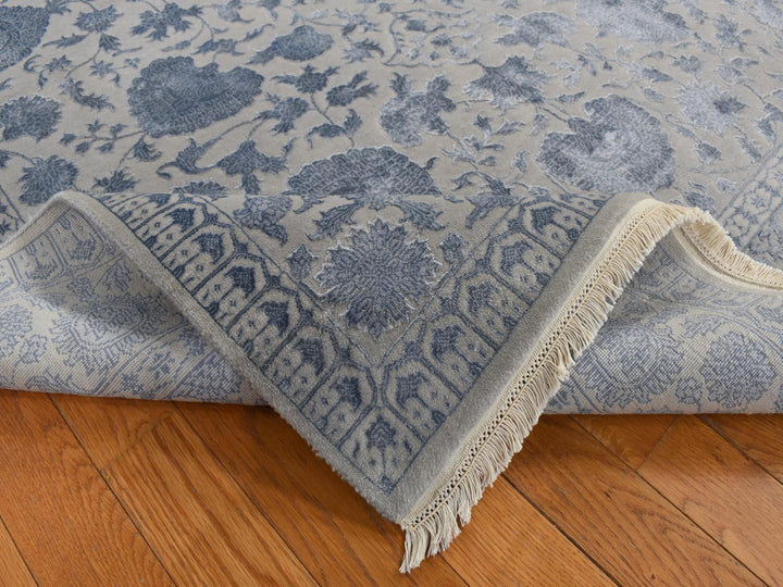 5'7" x 7'10" New Hand Knotted Grey Wool & Silk Rectangle Oriental Rug - MOA10280982