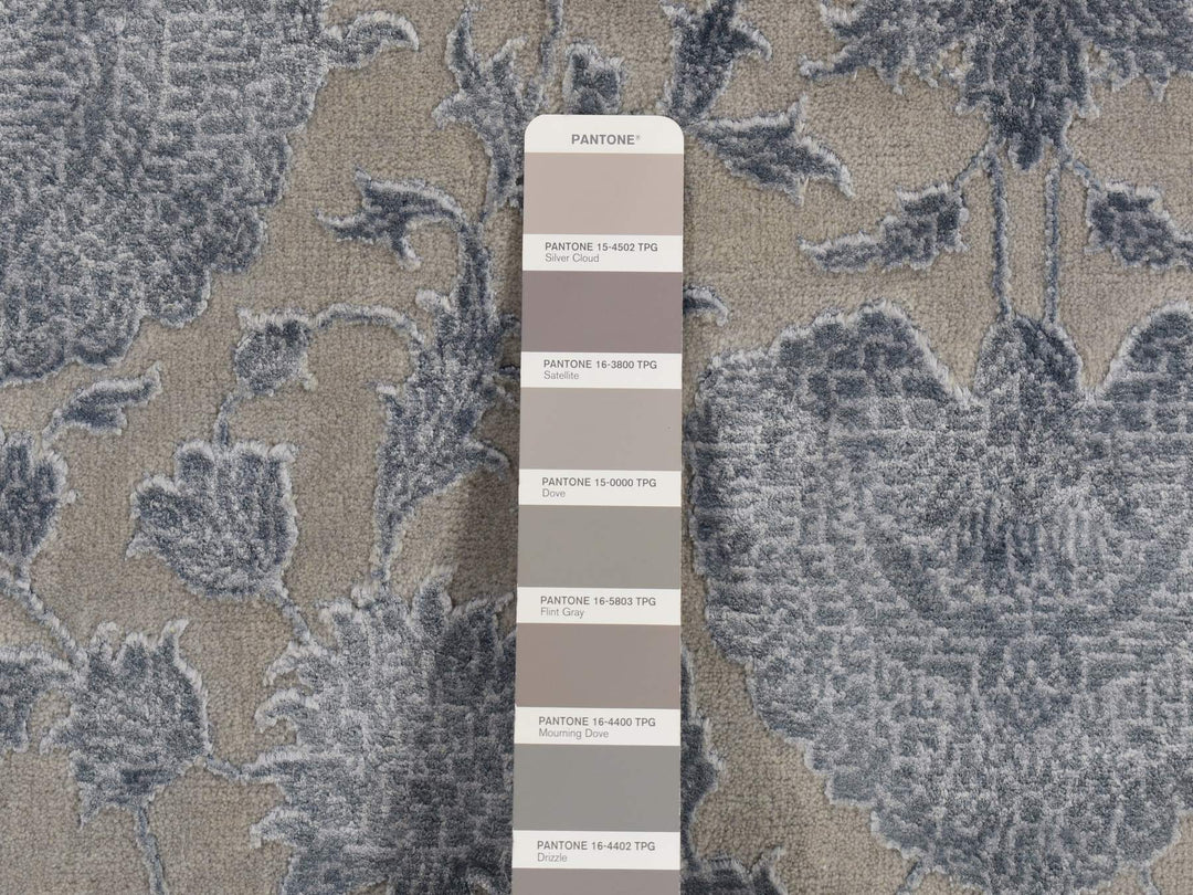 5'7" x 7'10" New Hand Knotted Grey Wool & Silk Rectangle Oriental Rug - MOA10280982