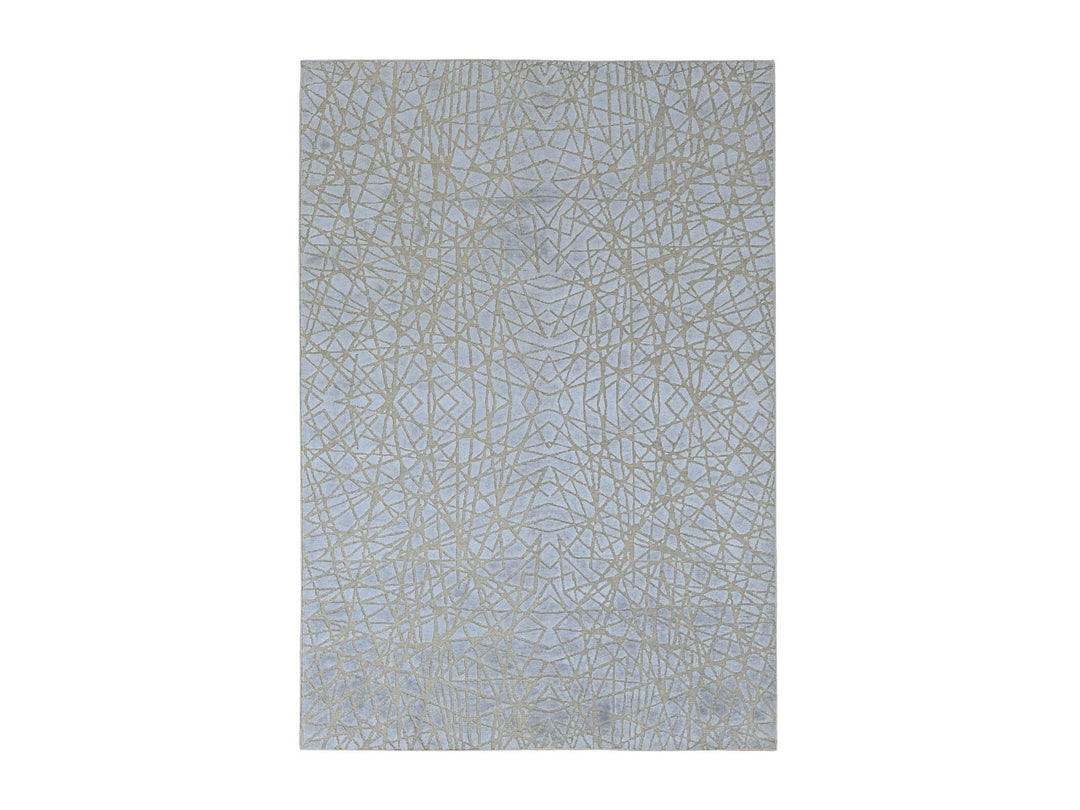 6'0" x 8'10" New Hand Knotted Grey Wool & Silk Rectangle Oriental Rug - MOA10280984