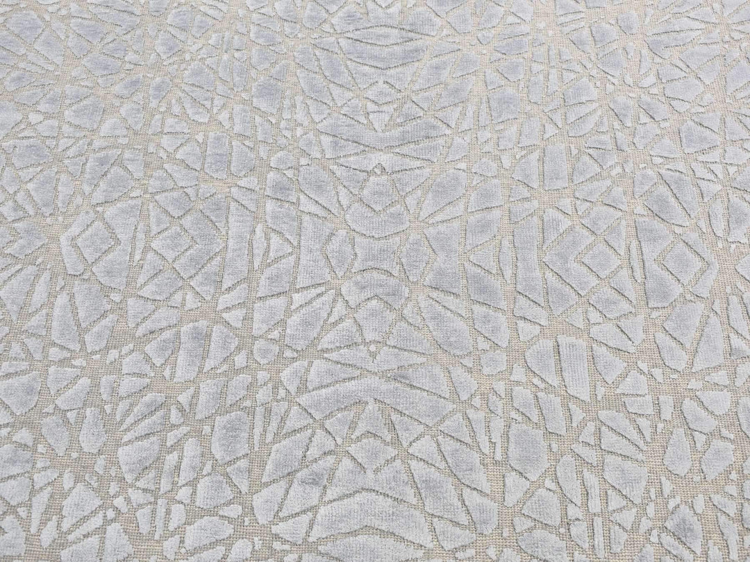 6'0" x 8'10" New Hand Knotted Grey Wool & Silk Rectangle Oriental Rug - MOA10280984