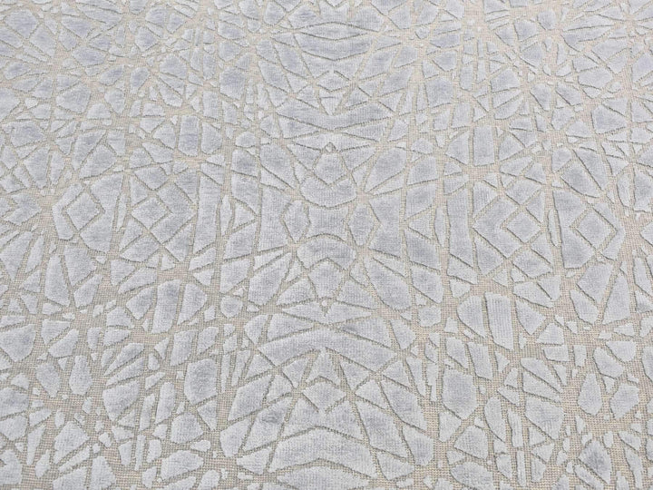 6'0" x 8'10" New Hand Knotted Grey Wool & Silk Rectangle Oriental Rug - MOA10280984