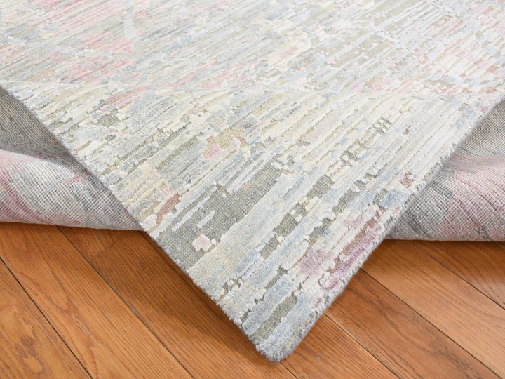 5'9" x 9'3" New Hand Knotted Ivory Wool & Silk Rectangle Oriental Rug - MOA10280986
