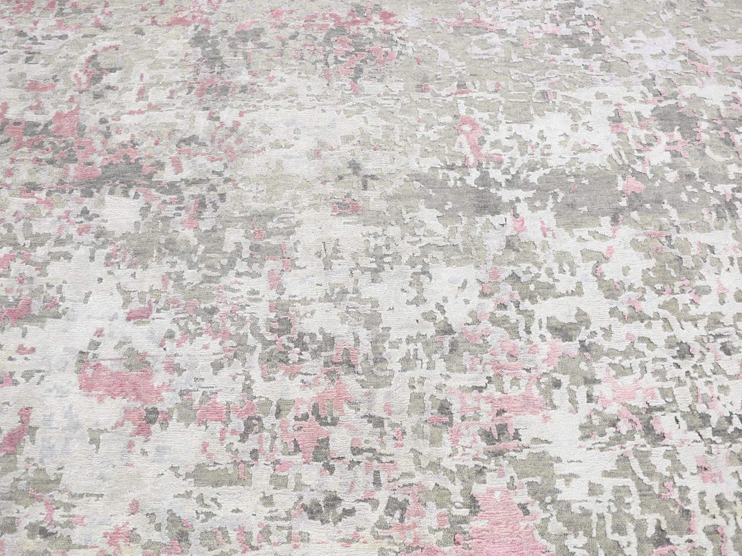 5'10" x 8'9" New Hand Knotted Pink Wool & Silk Rectangle Oriental Rug - MOA10280989
