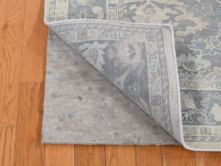 6'1" x 8'9" New Hand Knotted Grey Wool & Silk Rectangle Oriental Rug - MOA10280990
