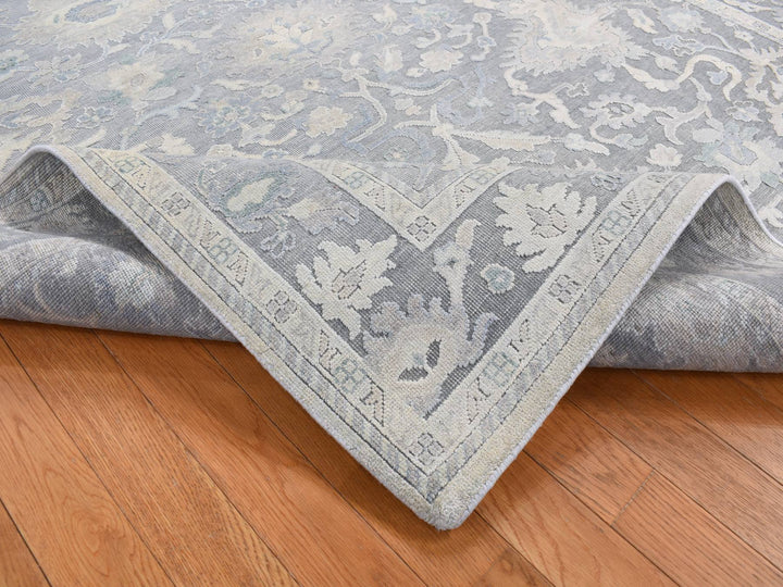6'1" x 8'9" New Hand Knotted Grey Wool & Silk Rectangle Oriental Rug - MOA10280990