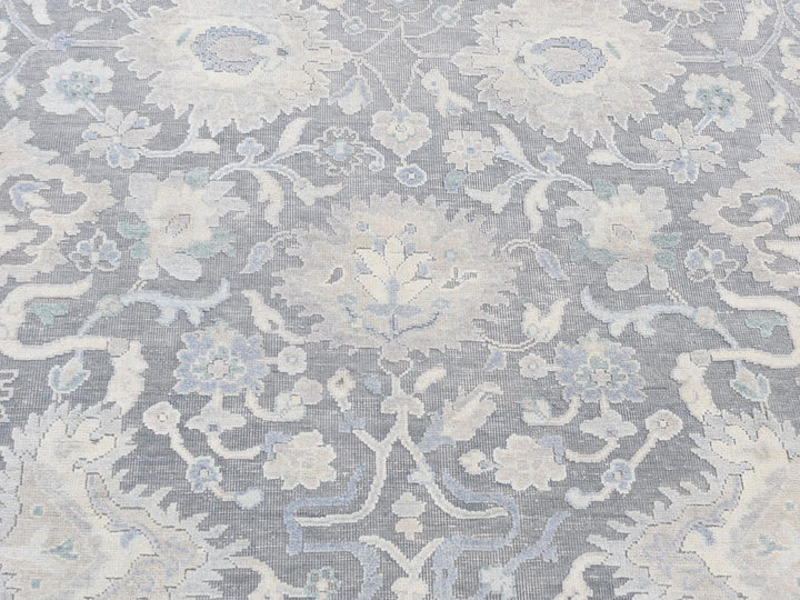 6'1" x 8'9" New Hand Knotted Grey Wool & Silk Rectangle Oriental Rug - MOA10280990