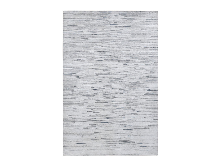6'1" x 9'4" New Hand Knotted Ivory Wool Rectangle Oriental Rug - MOA10280991