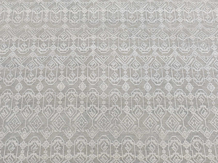 6'0" x 9'1" New Hand Knotted Grey Wool & Silk Rectangle Oriental Rug - MOA10280995