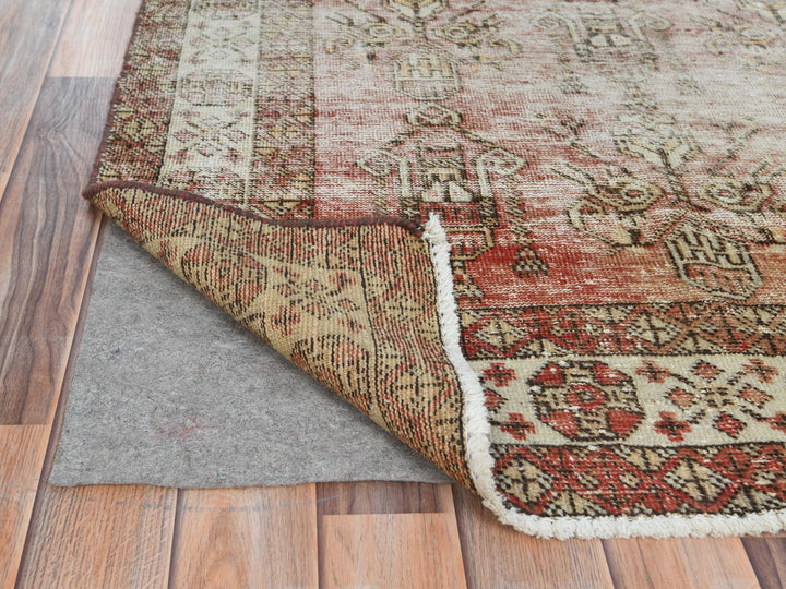 3'9" x 6'0" Vintage Hand Knotted Brown Worn Wool Rectangle Oriental Rug - MOA10281037