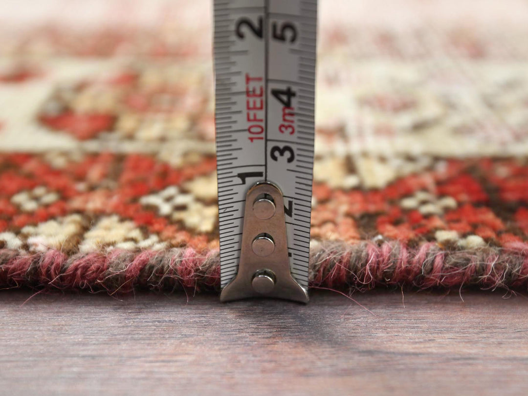 3'9" x 6'0" Vintage Hand Knotted Brown Worn Wool Rectangle Oriental Rug - MOA10281037