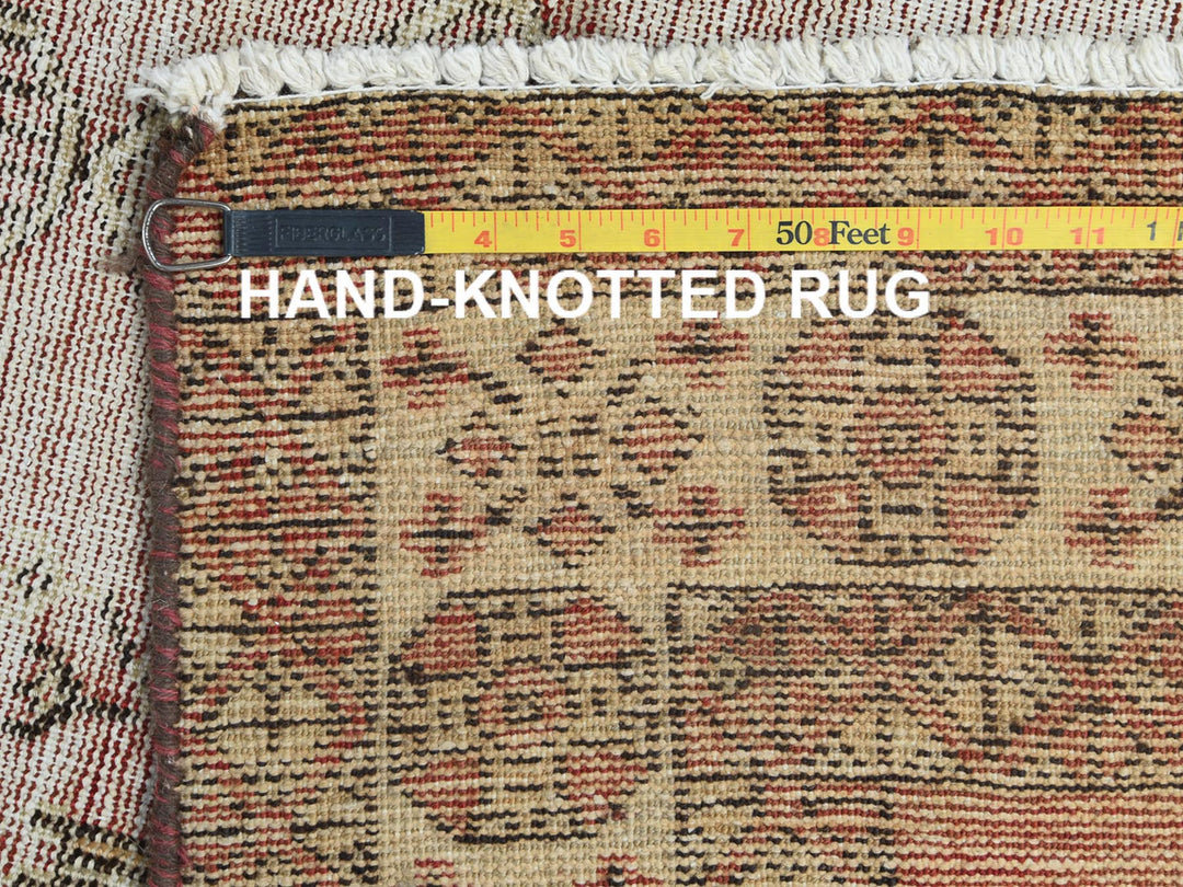 3'9" x 6'0" Vintage Hand Knotted Brown Worn Wool Rectangle Oriental Rug - MOA10281037