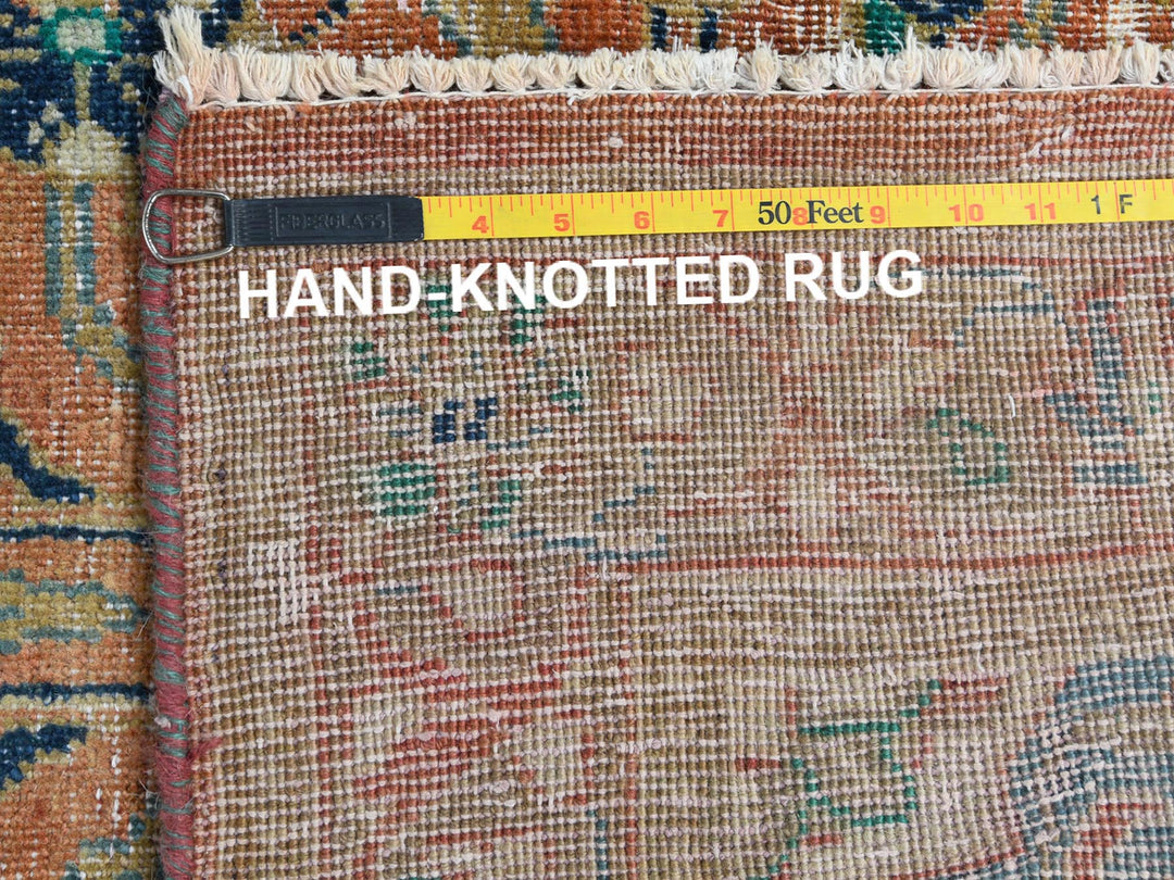 3'5" x 10'5" Vintage Hand Knotted Red Worn Wool Runner Oriental Rug - MOA10281049