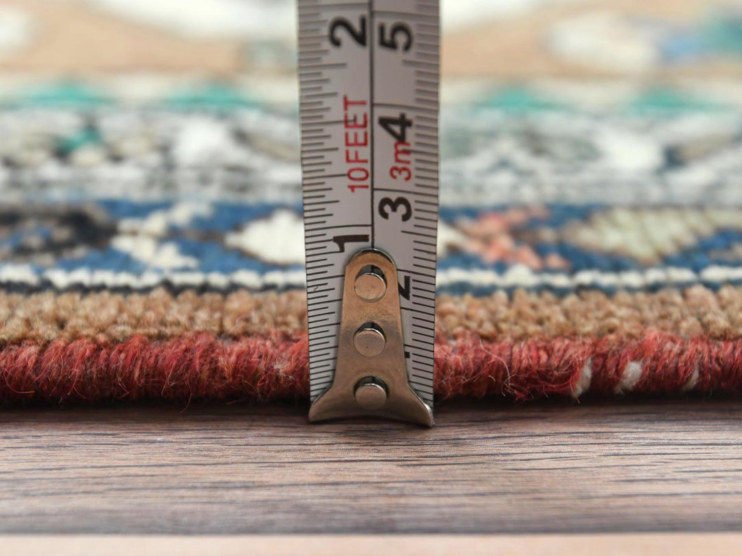 3'7" x 9'9" Vintage Hand Knotted Brown Worn Wool Runner Oriental Rug - MOA10281061