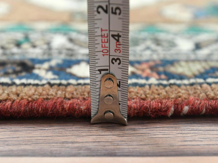 3'7" x 9'9" Vintage Hand Knotted Brown Worn Wool Runner Oriental Rug - MOA10281061