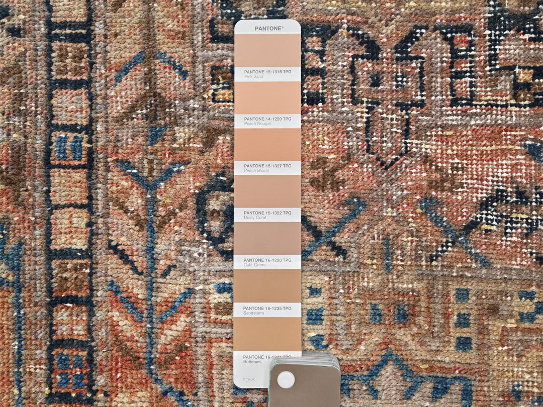 3'5" x 10'6" Vintage Hand Knotted Brown Worn Wool Runner Oriental Rug - MOA10281077