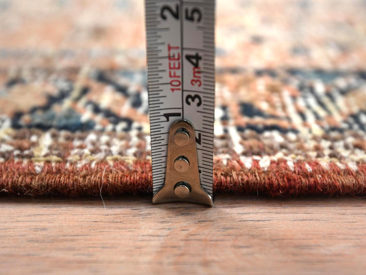 3'5" x 10'6" Vintage Hand Knotted Brown Worn Wool Runner Oriental Rug - MOA10281077