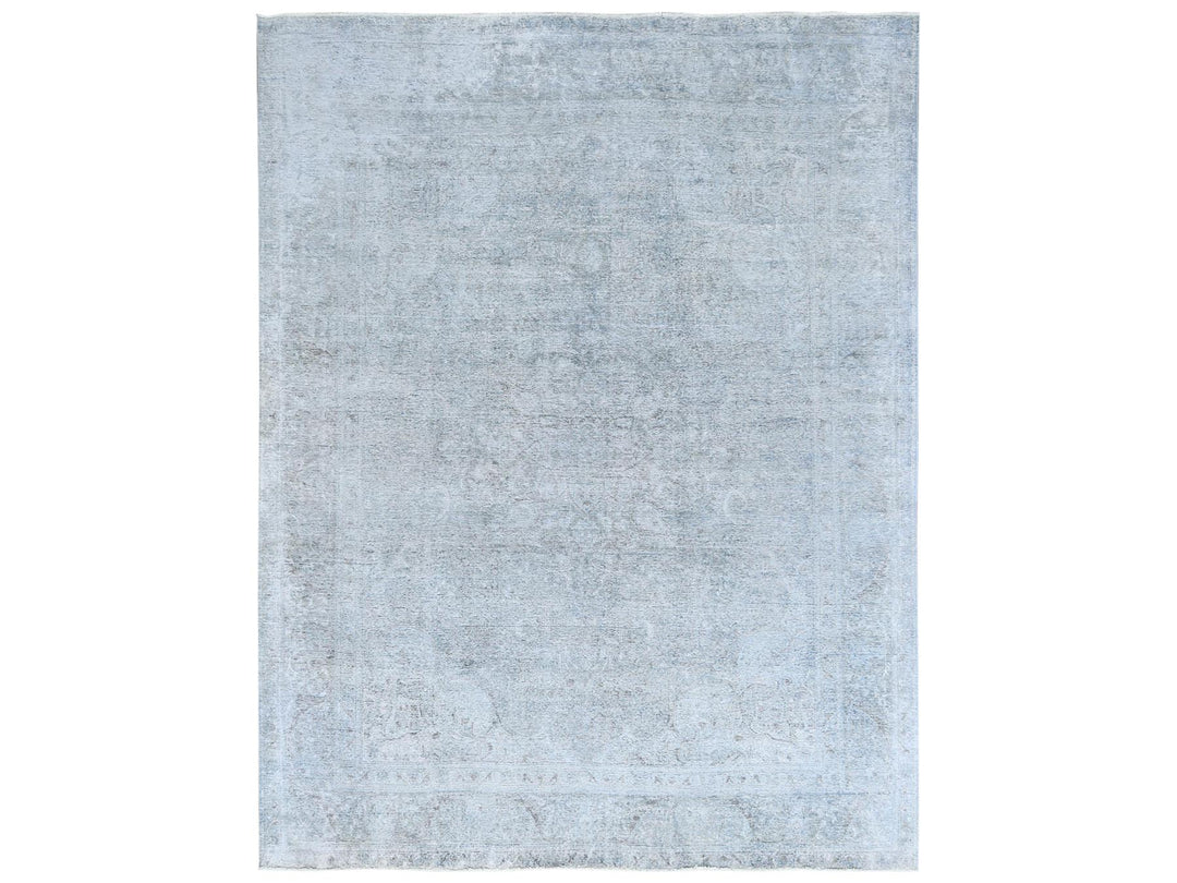9'10" x 12'2" Vintage Hand Knotted Blue Worn Wool Rectangle Oriental Rug - MOA10281099