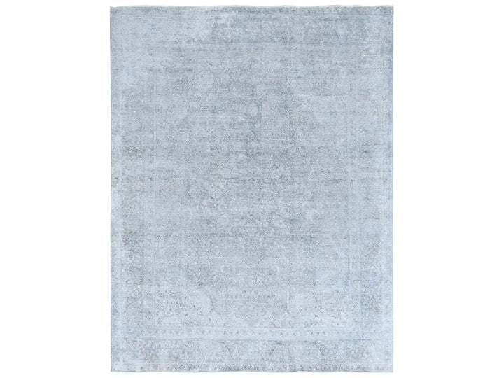 9'10" x 12'2" Vintage Hand Knotted Blue Worn Wool Rectangle Oriental Rug - MOA10281099