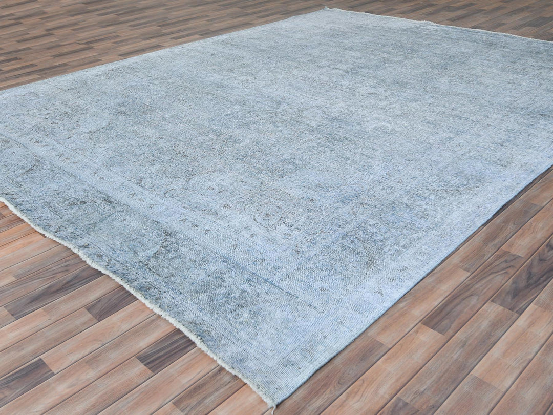 9'10" x 12'2" Vintage Hand Knotted Blue Worn Wool Rectangle Oriental Rug - MOA10281099
