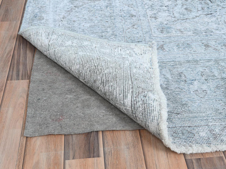 9'10" x 12'2" Vintage Hand Knotted Blue Worn Wool Rectangle Oriental Rug - MOA10281099