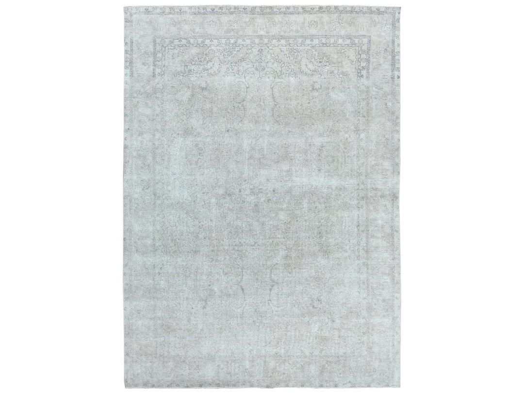 9'7" x 13'2" Vintage Hand Knotted Beige Worn Wool Rectangle Oriental Rug - MOA10281125