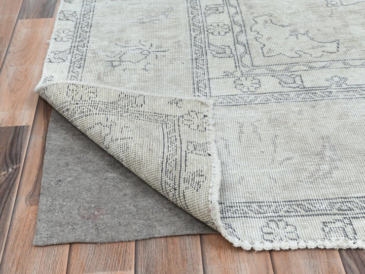 9'7" x 13'2" Vintage Hand Knotted Beige Worn Wool Rectangle Oriental Rug - MOA10281125