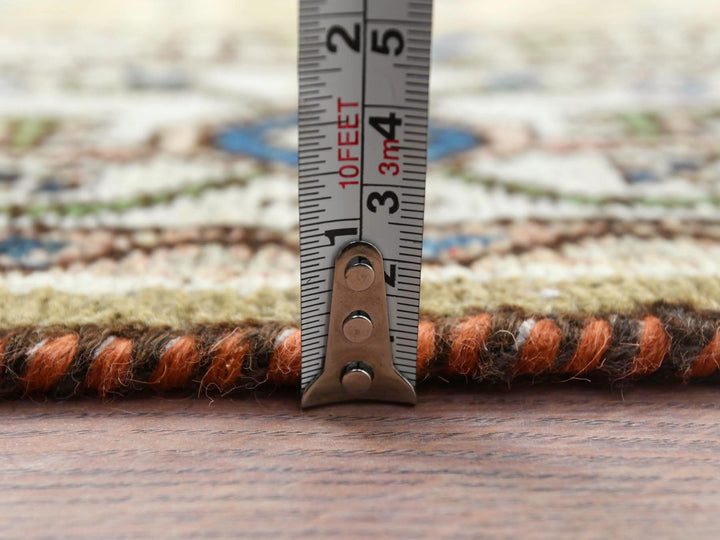 3'5" x 10'6" Vintage Hand Knotted Green Worn Wool Runner Oriental Rug - MOA10281132